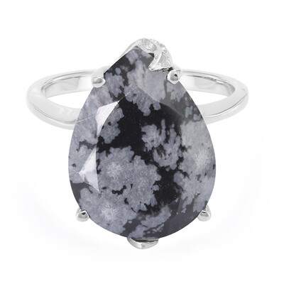 Anello in argento con Ossidiana Fiocco di Neve