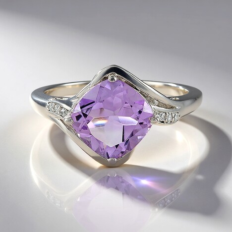 Bague en argent et Améthyste Rose de France