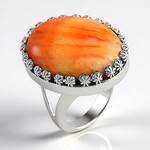 Anello in argento con Conchiglia di Ostrica Spinosa Arancione (Desert Chic)