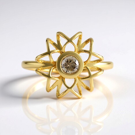 Anello in argento con Diamante Champagne I2 (Ornaments by de Melo)