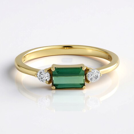 Anello in oro con Tormalina Verde di Benedito (Adela Gold)