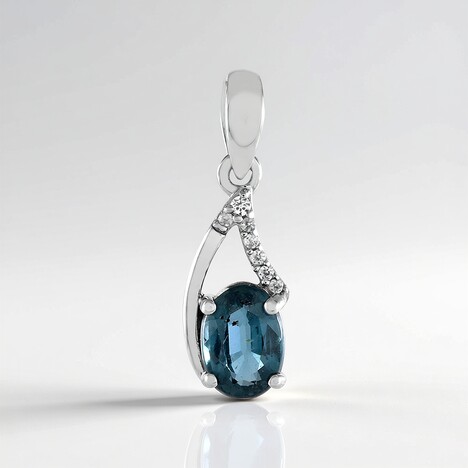 Ciondolo in argento con Cianite Blu Foglia di Tè
