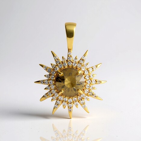 Pendentif en argent et Zircon jaune (Adela Silber)