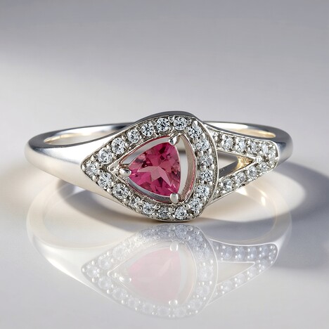 Anello in argento con Tormalina Rosa Nigeriana