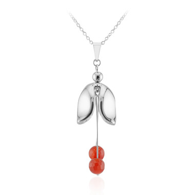 Roter Achat-Silberhalskette