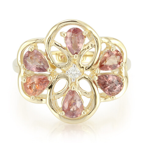 Nicht erhitzter Padparadscha-Saphir-Goldring