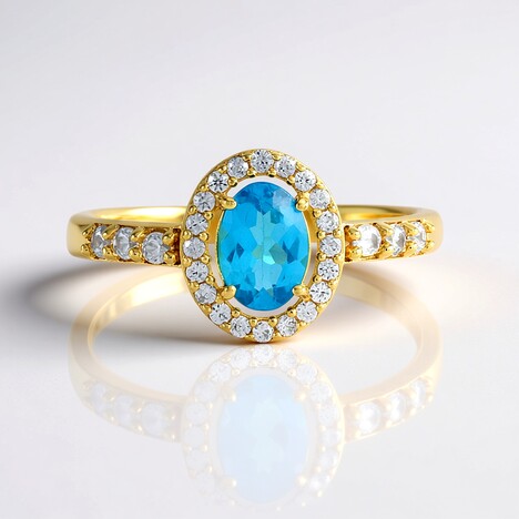 Anello in argento con Apatite Blu Neon