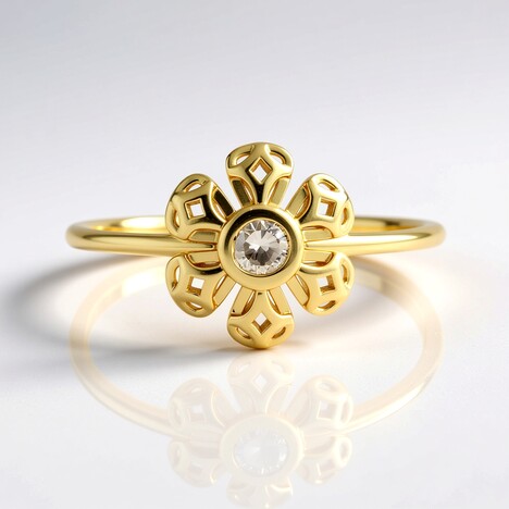 Anello in argento con Diamante Champagne I2 (Ornaments by de Melo)