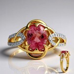 Anello in oro con Tormalina Rosa Californiana (Rifkind 1894 Collection)