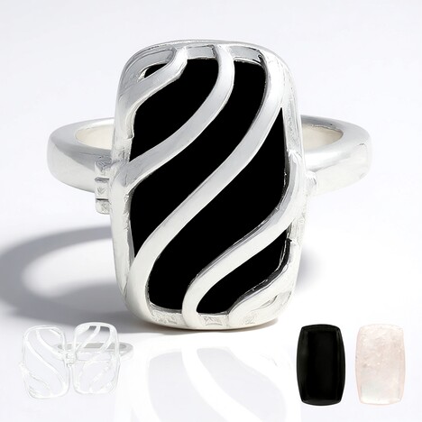 Anello in argento con Onice Nero