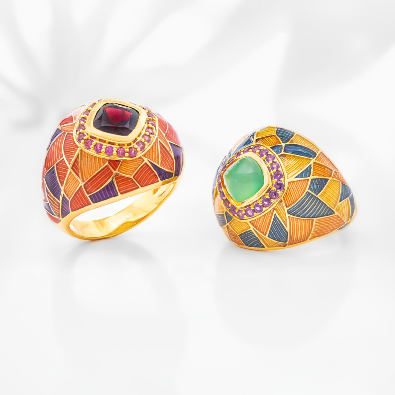 Bague en argent et Calcédoine verte (Adela Silber)