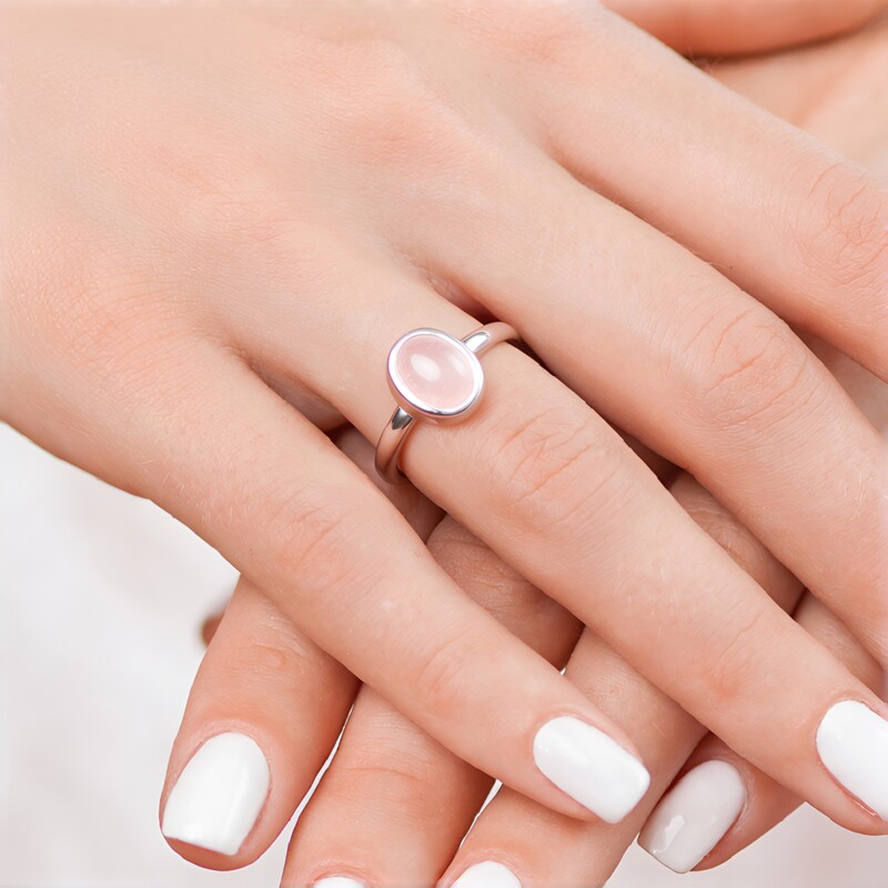 Anillo en plata con Cuarzo rosa (MONOSONO COLLECTION)