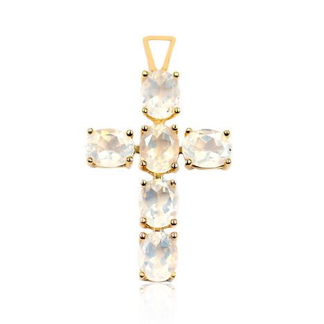 Zilveren hanger met maan blauwe kwartskristallen