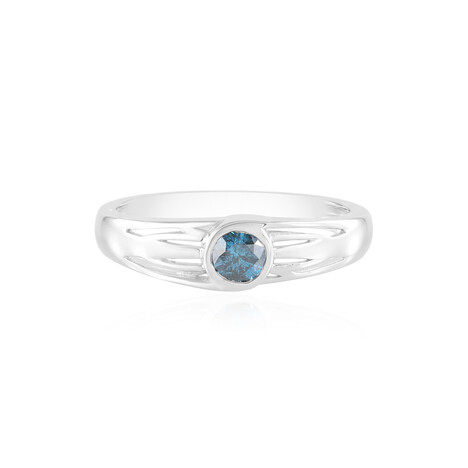 Zilveren ring met een I2 Blauwe Diamant