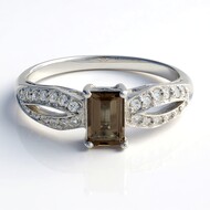Bague en argent et Quartz fumé