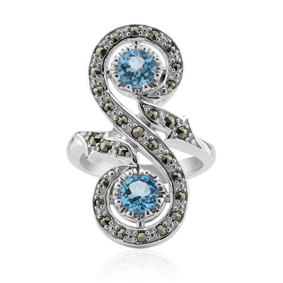 Bague en argent et Topaze bleu Suisse (Annette classic)
