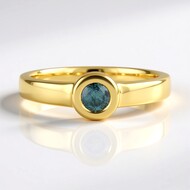 Anillo en plata con Diamante azul I2