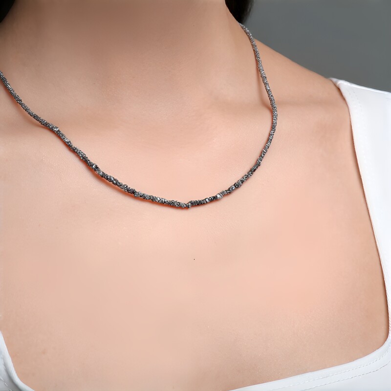 Zilveren halsketting met Zilveren Diamanten