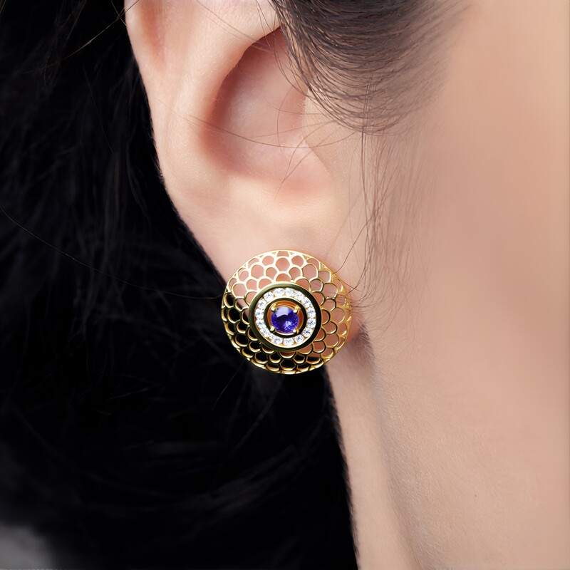 AAA-Tansanit-Goldohrringe (Ornaments by de Melo)