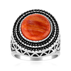 Orange Spiny Oyster Shell Silver Ring (Jones Lee)