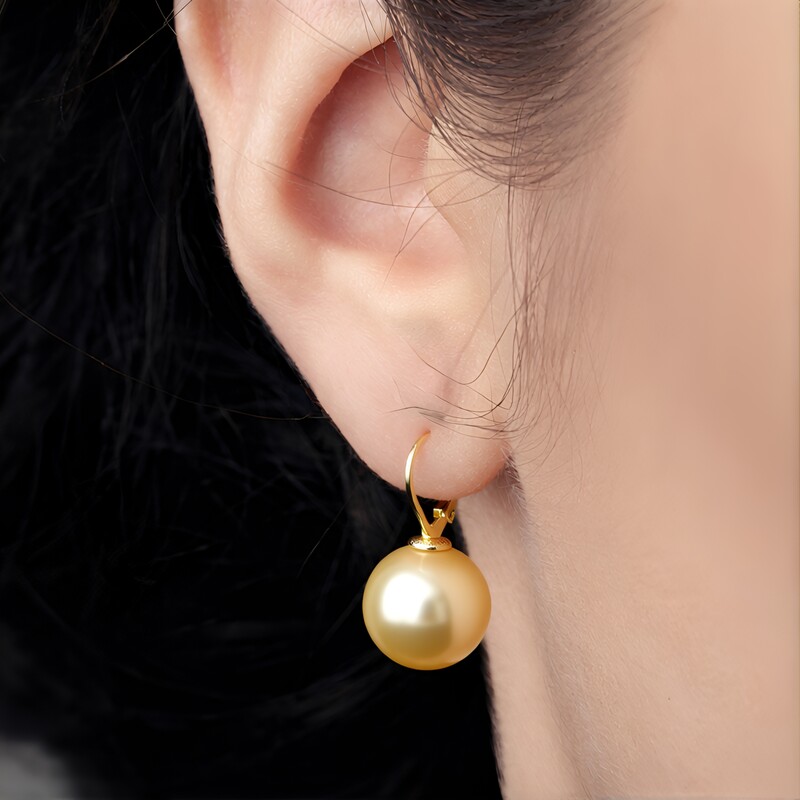 Pendientes en plata con Perla dorada del Mar del Sur Kabira  (Annette)