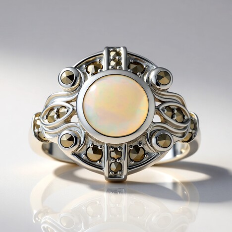 Anello in argento con Opale di Welo (Annette classic)