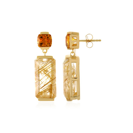 Zilveren oorbellen met rutielkwartskristallen