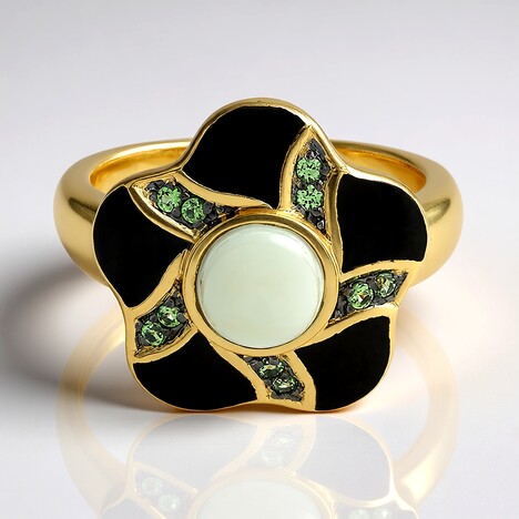 Anello placcato in oro con Ametista Verde
