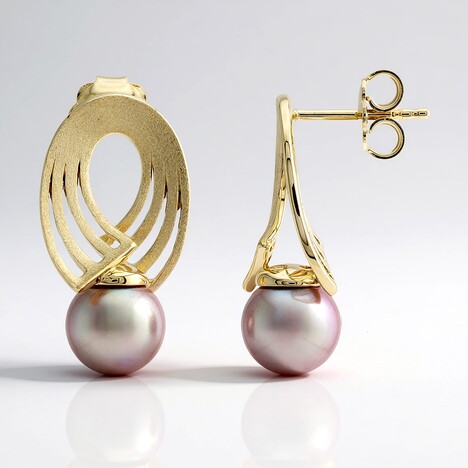 Orecchini in argento con Perla Ming Porpora (TPC)