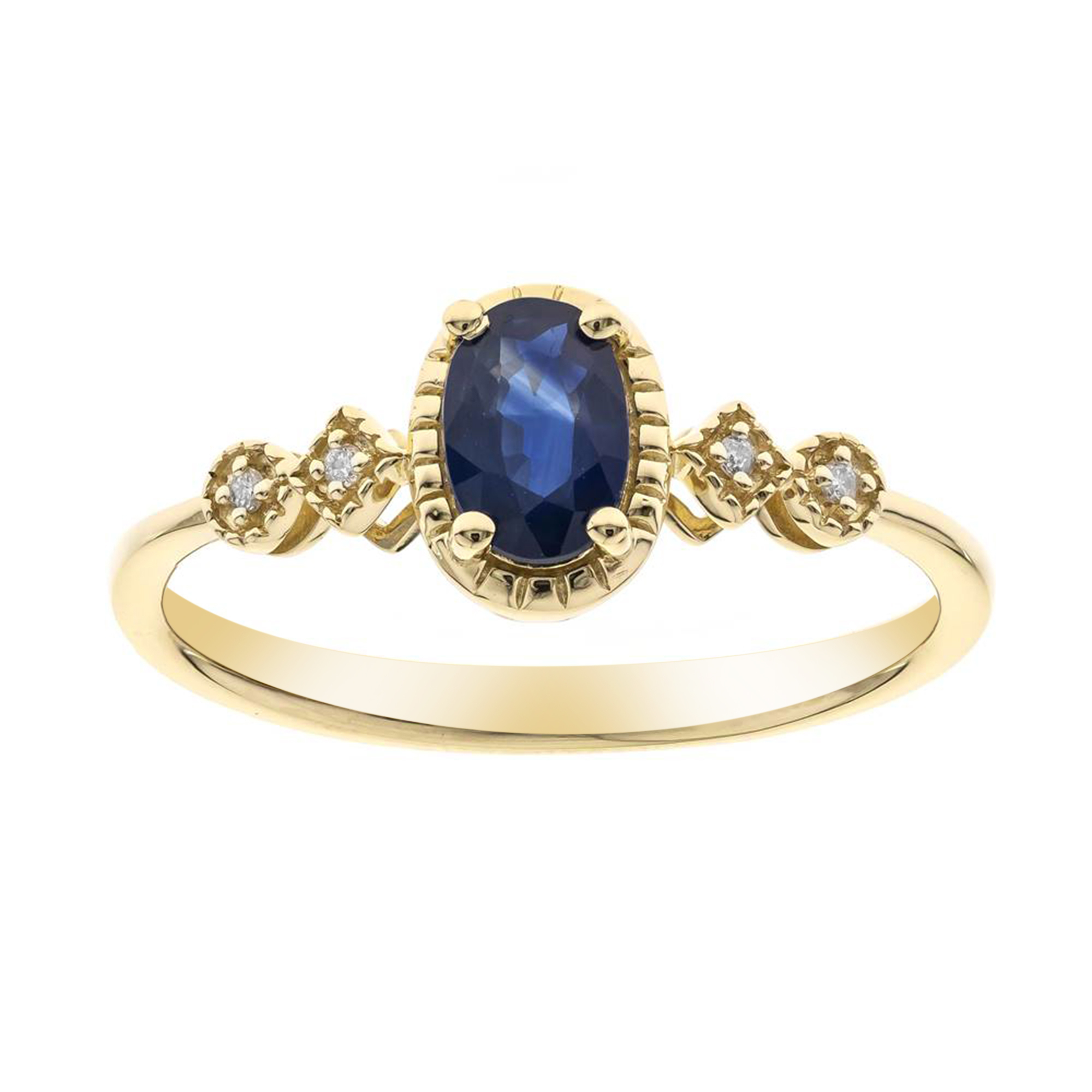 Anello in oro giallo con zaffiro e diamanti - GIOIELLERIA ROMA