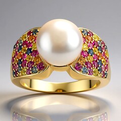 Anello in oro con Perla dei Mari del Sud Argentata