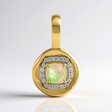 9K Brazilian White Opal Gold Pendant