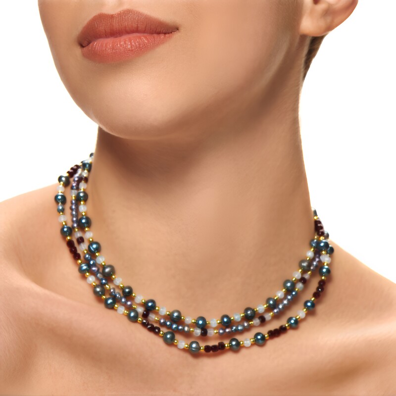 Collar en plata con Perla freshwater negra