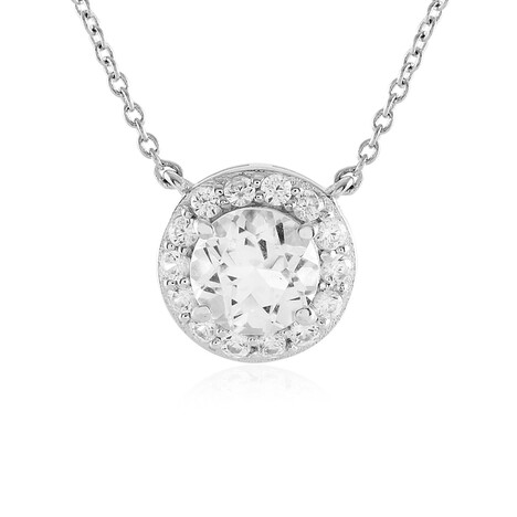 Zilveren halsketting met een witte topaas