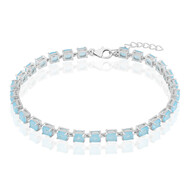 Blauer Pastell-Quarz-Silberarmband