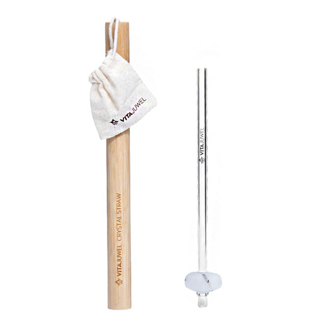 Glastrinkhalm Turmalin-Quarz "Kopf/Drittes Auge" (VitaJuwel)