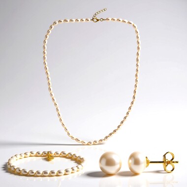 Set en plata con Perla blanca Freshwater (TPC)