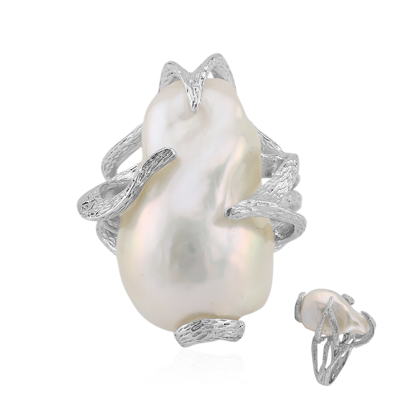 NOVICA Donna Garnet Crema d'acqua dolce perla .925 rodio placcato collana d' argento, 18 'Royal Vine