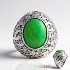 Bague en argent et Turquoise verte de Kingman (Faszination Türkis)