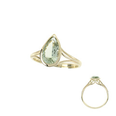 Gouden ring met een groene amethist (dagen)