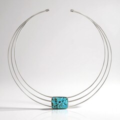Collana rigida in argento con Turchese Kingman Mohave Blu (Jones Lee)