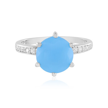 Blauer Chalzedon-Silberring