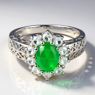 Anello in argento con Crisoprasio Imperiale