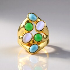 Anello in argento con Pietra di Luna Bianca (KM by Juwelo)