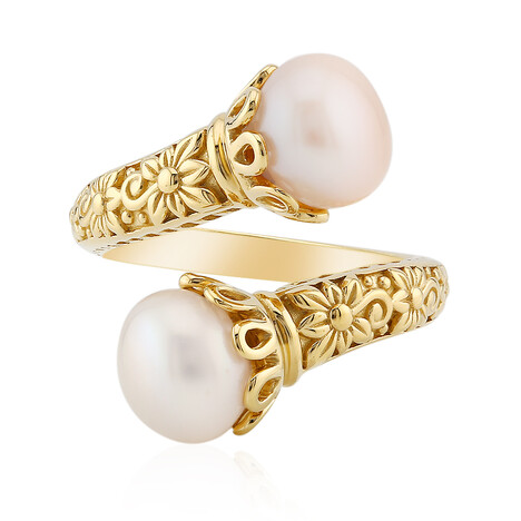 Weiße Süßwasserzuchtperlen-Silberring (TPC)