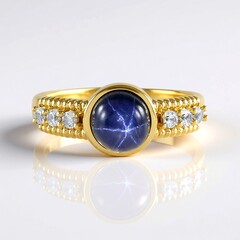 Anello in argento con Zaffiro Stellato Blu