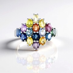 Anello in argento con Zaffiro Fancy