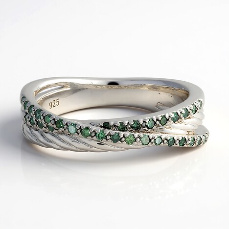 Anello in argento con Diamante Verde