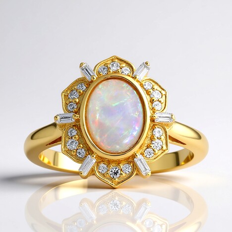 Bague en argent et Opale d'Australie