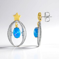 Orecchini in argento con Opale Blu dell'Etiopia